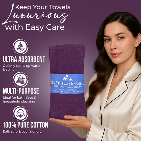 DAN RIVER multi-purpose wash cloths support face, hands, and baby care with versatility.