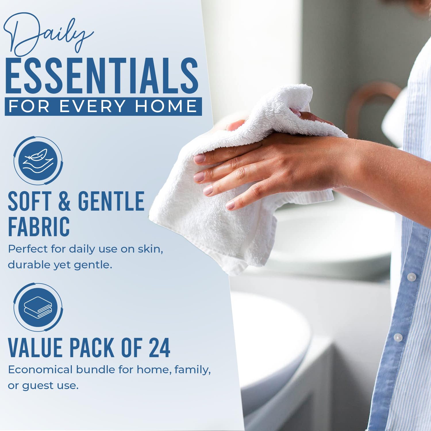 DAN RIVER thick, durable wash cloths offering value in a 24-pack.