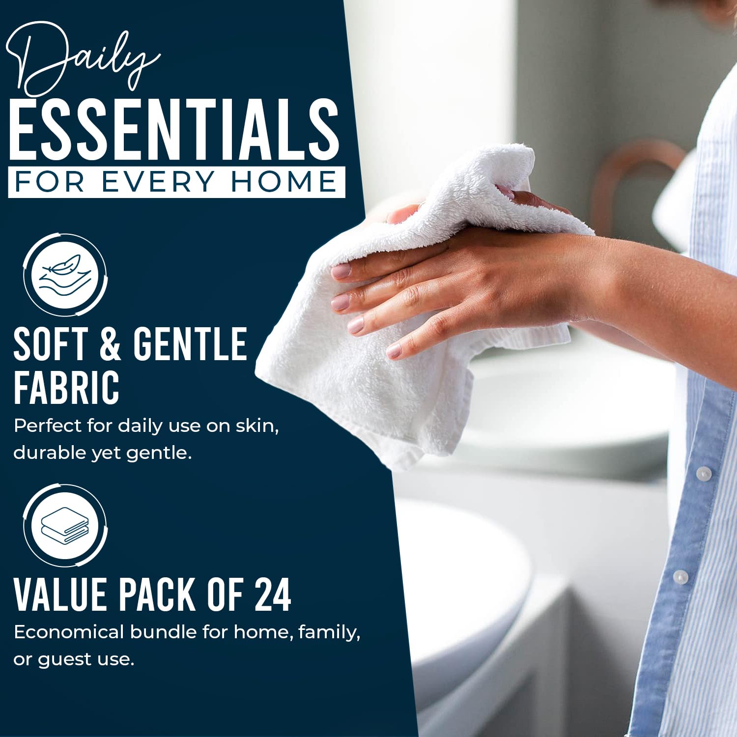 DAN RIVER blue opal wash cloths in bathroom setup for quick-dry routine.