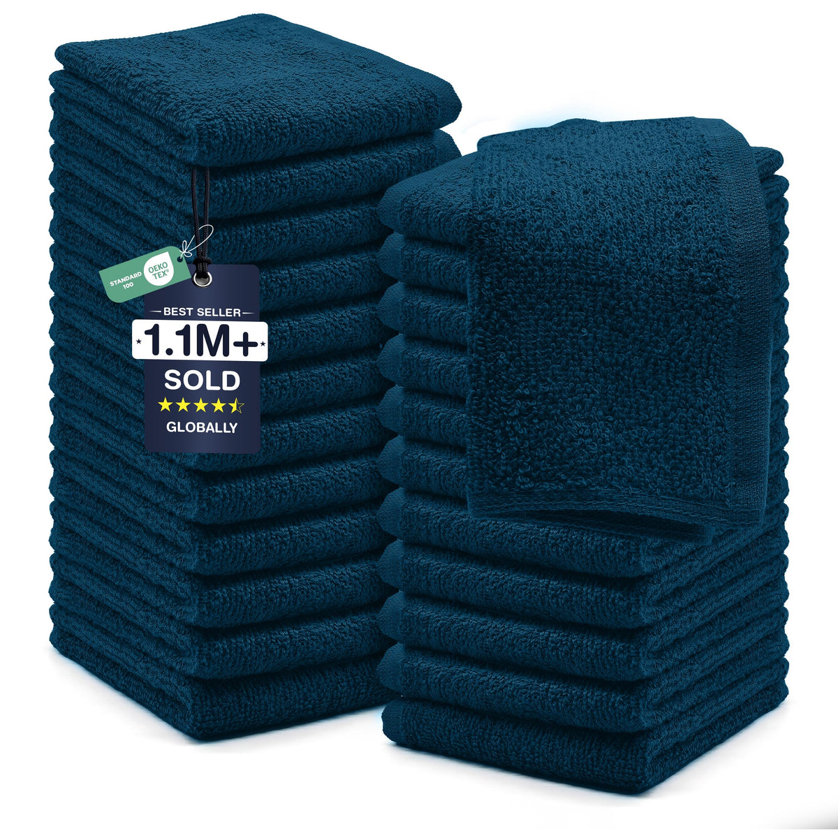 DAN RIVER blue opal wash cloths stacked for bath time with soft, absorbent feel.