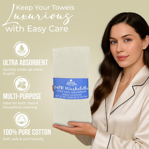DAN RIVER multi-purpose wash cloths for face, hands, and baby care.