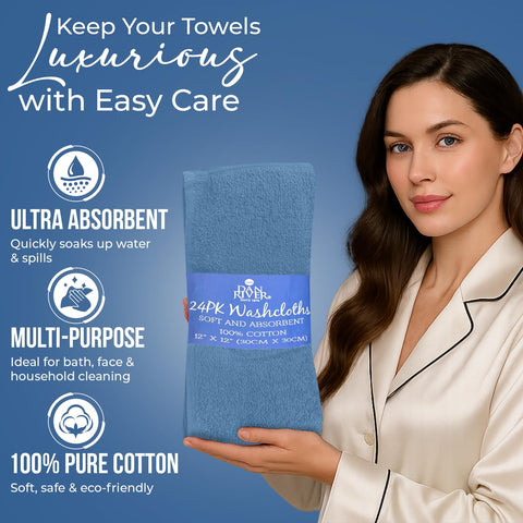 DAN RIVER multi-purpose wash cloths for home, gym, travel