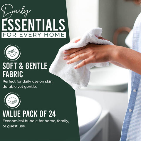 DAN RIVER wash cloths highlight multi-purpose use for face, hands, and baby care.