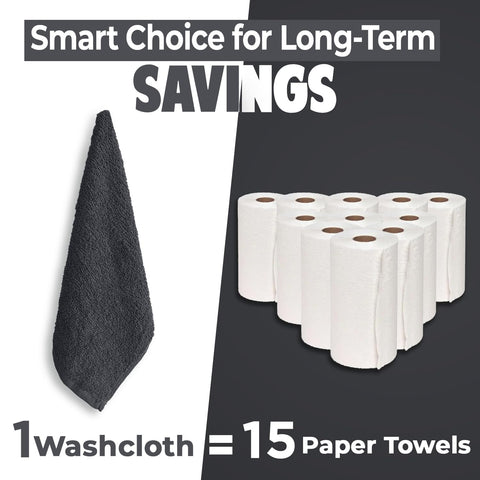 Dan River charcoal washcloth pack 6: quick-dry, machine-washable performance for busy homes