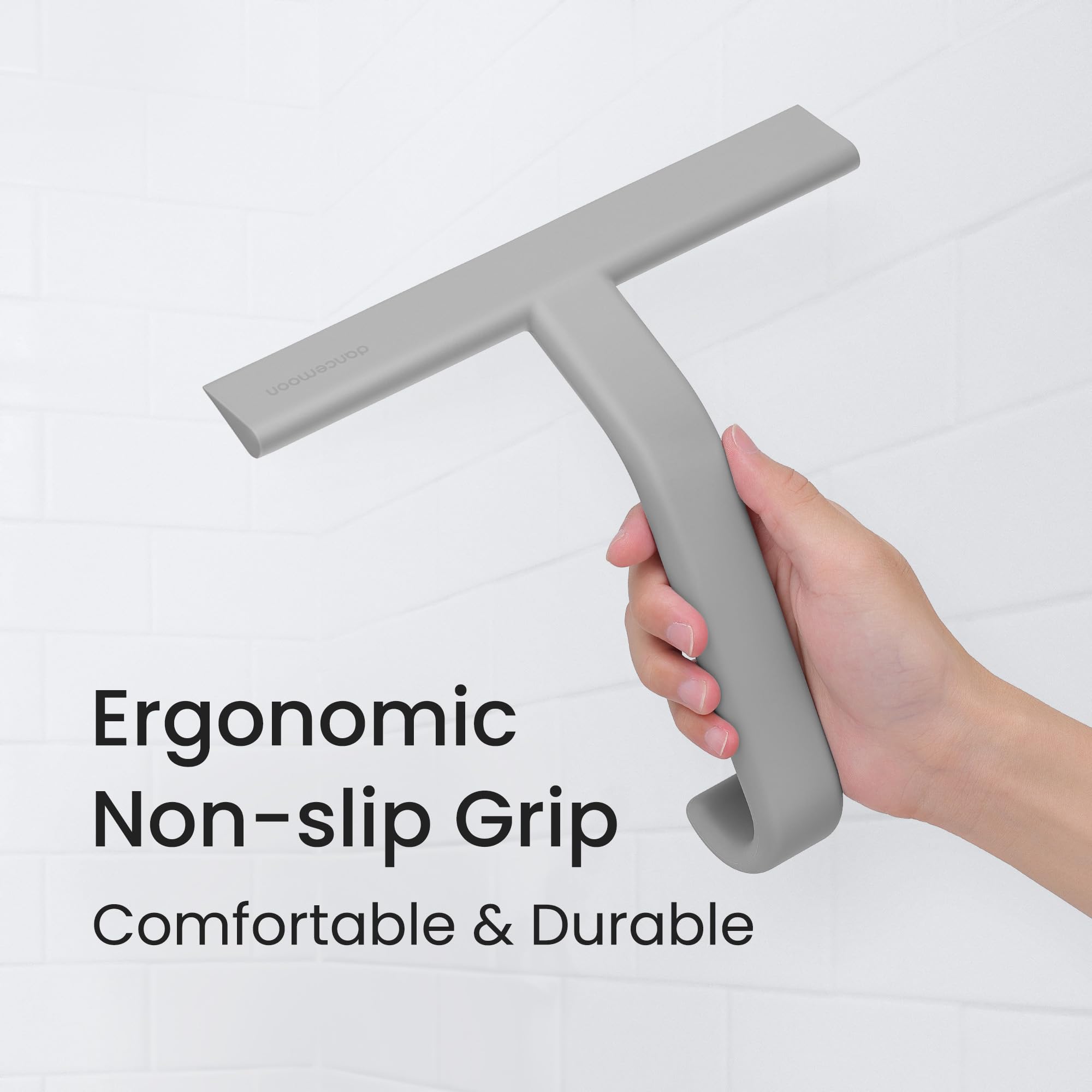 dancemoon JustHang squeegee 10-inch blade cleans showers and mirrors smoothly