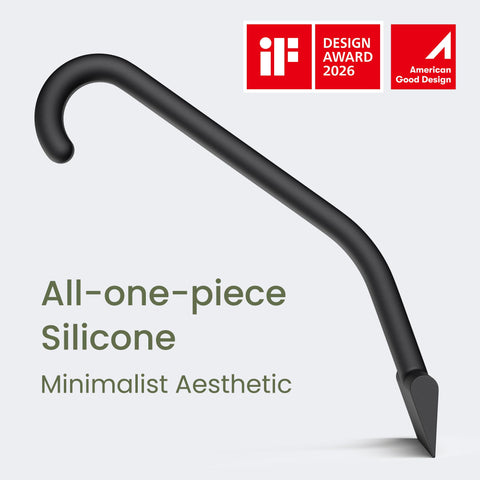 Dancemoon JustHang angled ergonomic grip stays secure when wet for comfort.