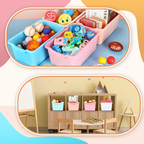 Dandat bins filled with books and toys demonstrate versatile classroom storage