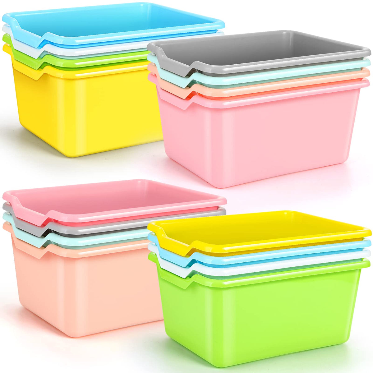 Dandat candy-color book bins front view for tidy classroom organization