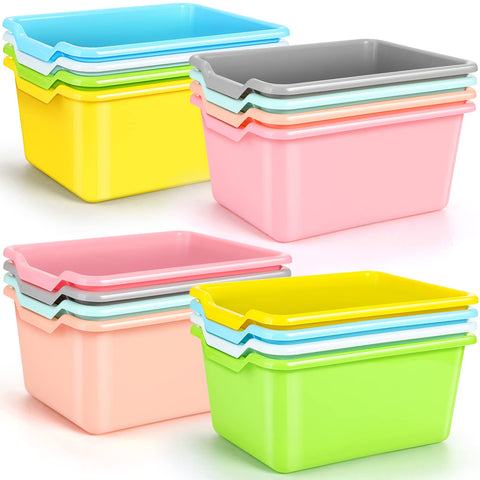 Dandat candy-color book bins front view for tidy classroom organization