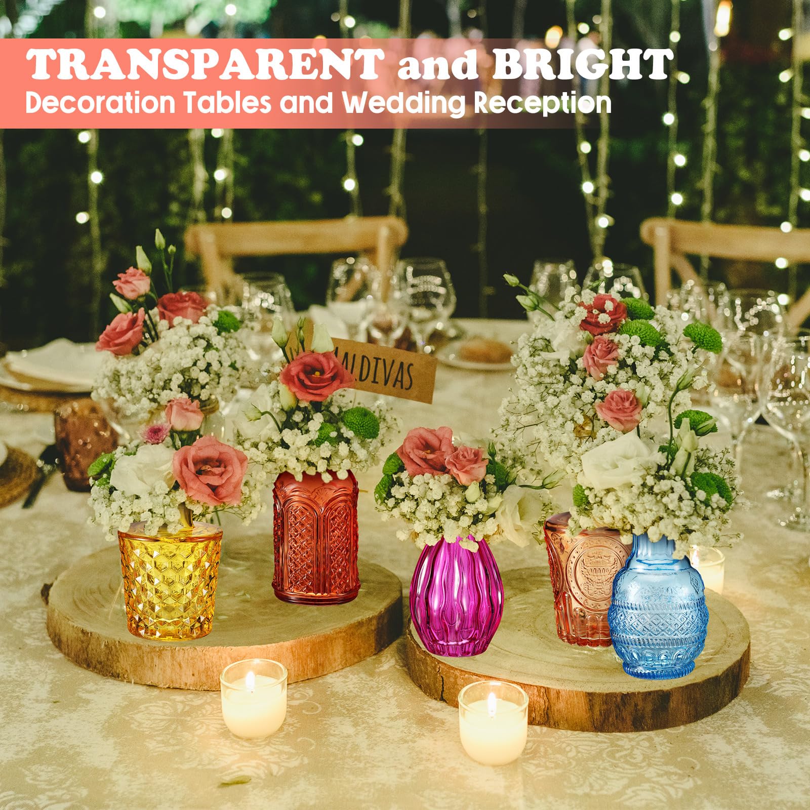 Dandat clear glass vases for centerpieces complementing any table setting.