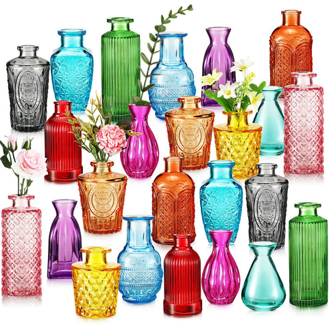 Dandat colorful glass vases set for vibrant centerpieces and easy home decor.