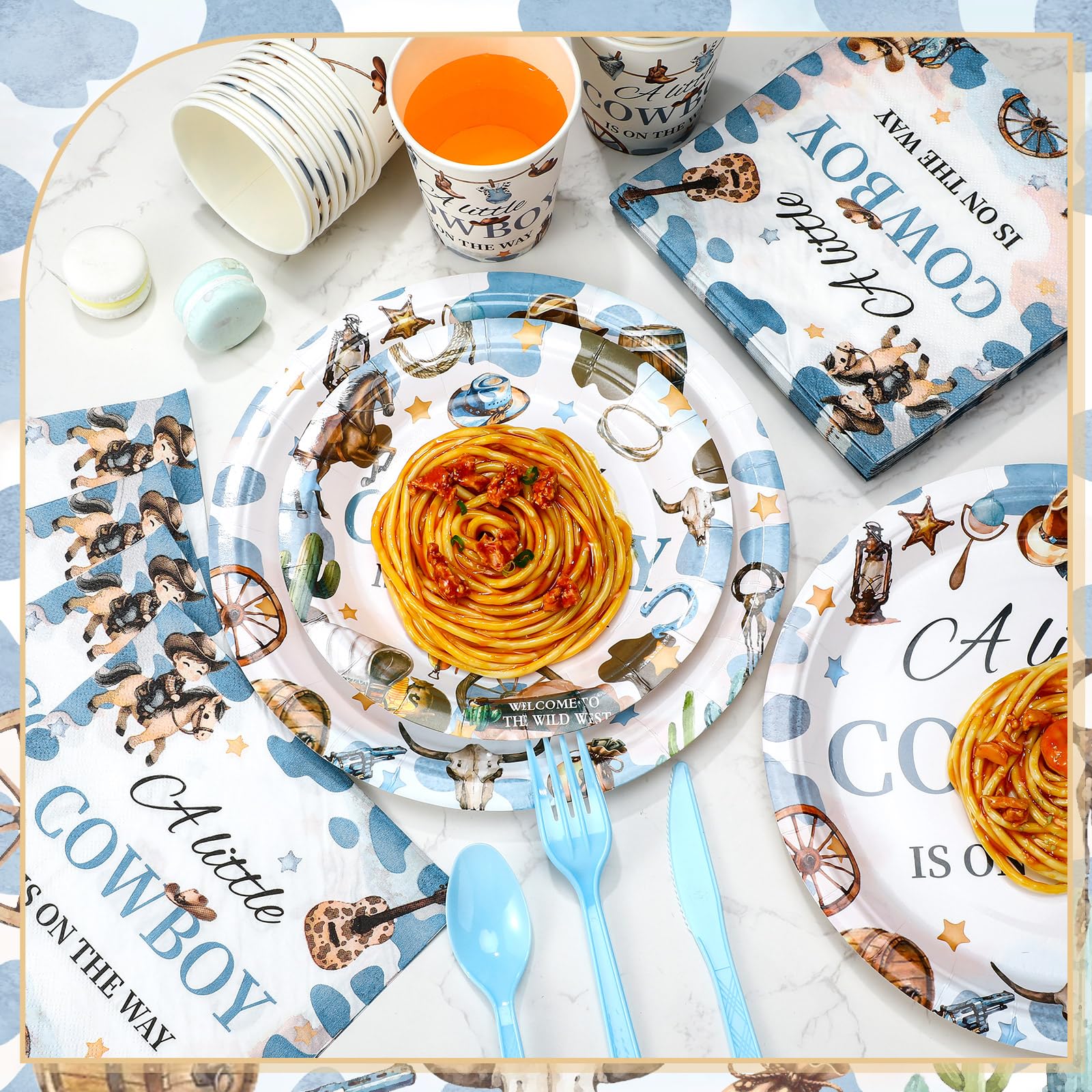 Dandat cowboy baby shower cups blue for mess-free drinks