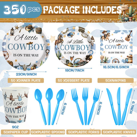 Dandat cowboy baby shower plates 7-inch ideal for kids' portions