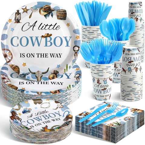 Dandat cowboy baby shower plates 9-inch for easy cleanup after festivities