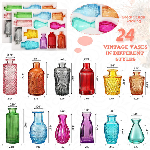 Dandat embossed rustic glass vases collection ideal for rustic wedding decor.