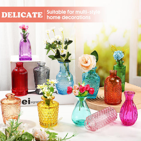 Dandat vintage glass bud vases charm enhances floral arrangements.