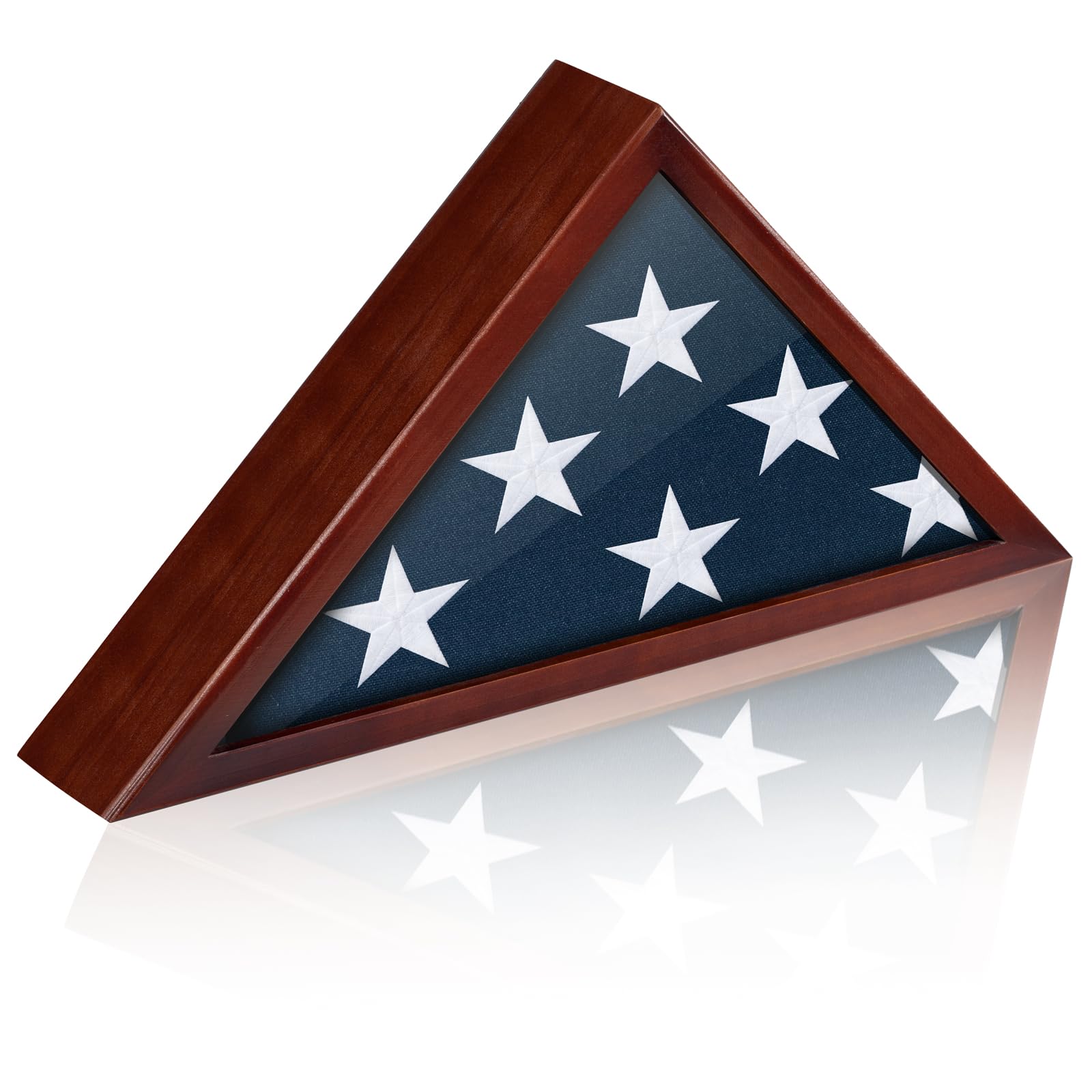 DANF FLAG burial flag case with glass cover for wall display and protection.