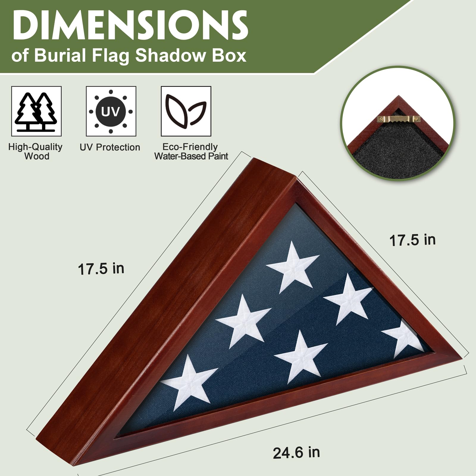 DANF FLAG triangle-design red wood display box enhances memorial space.