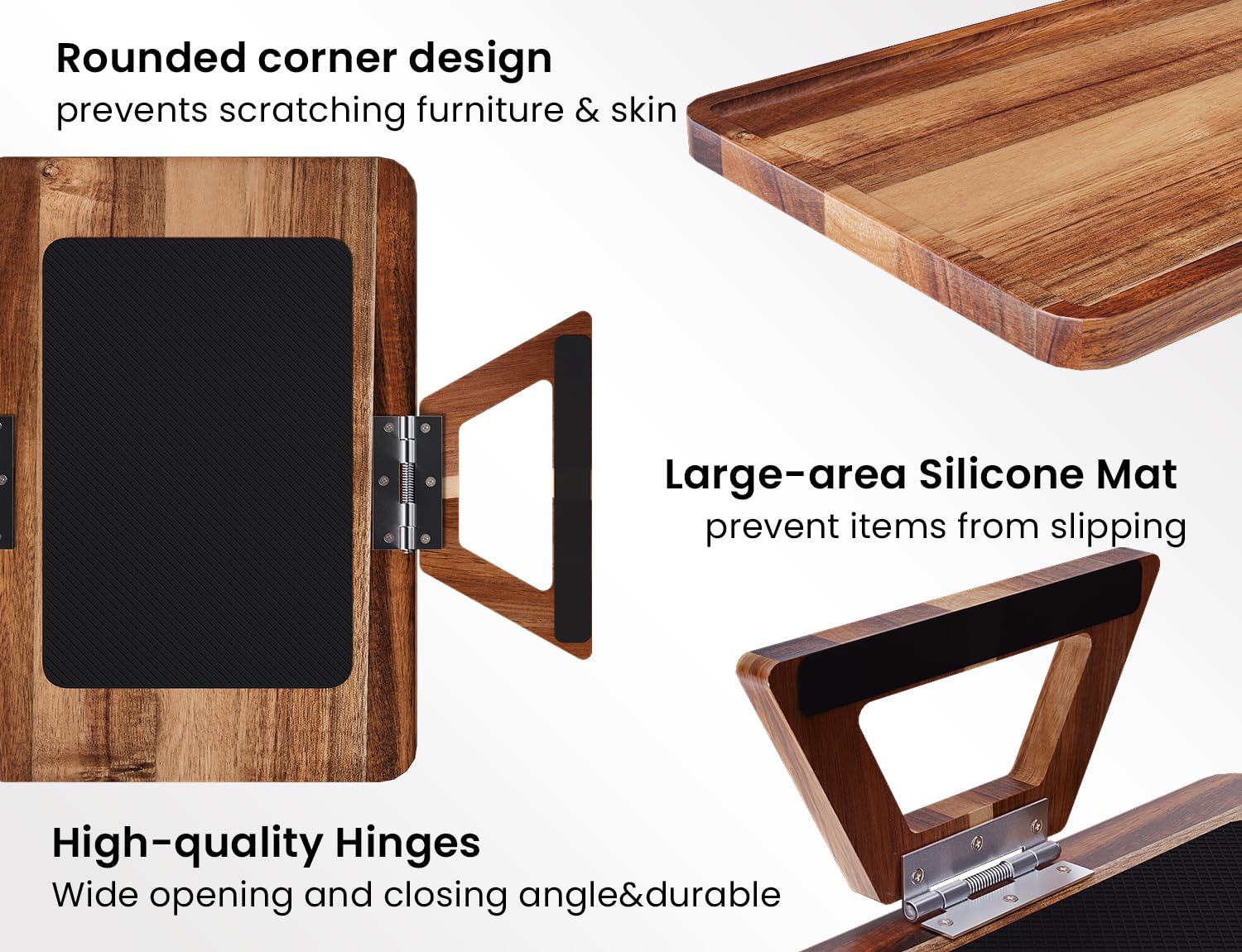 Durable construction provides reliable support for drinks, snacks, and remotes.