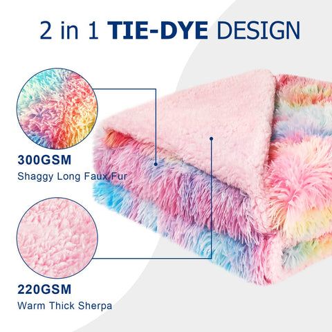 Close-up of ultra-soft fur texture in rainbow colors.
