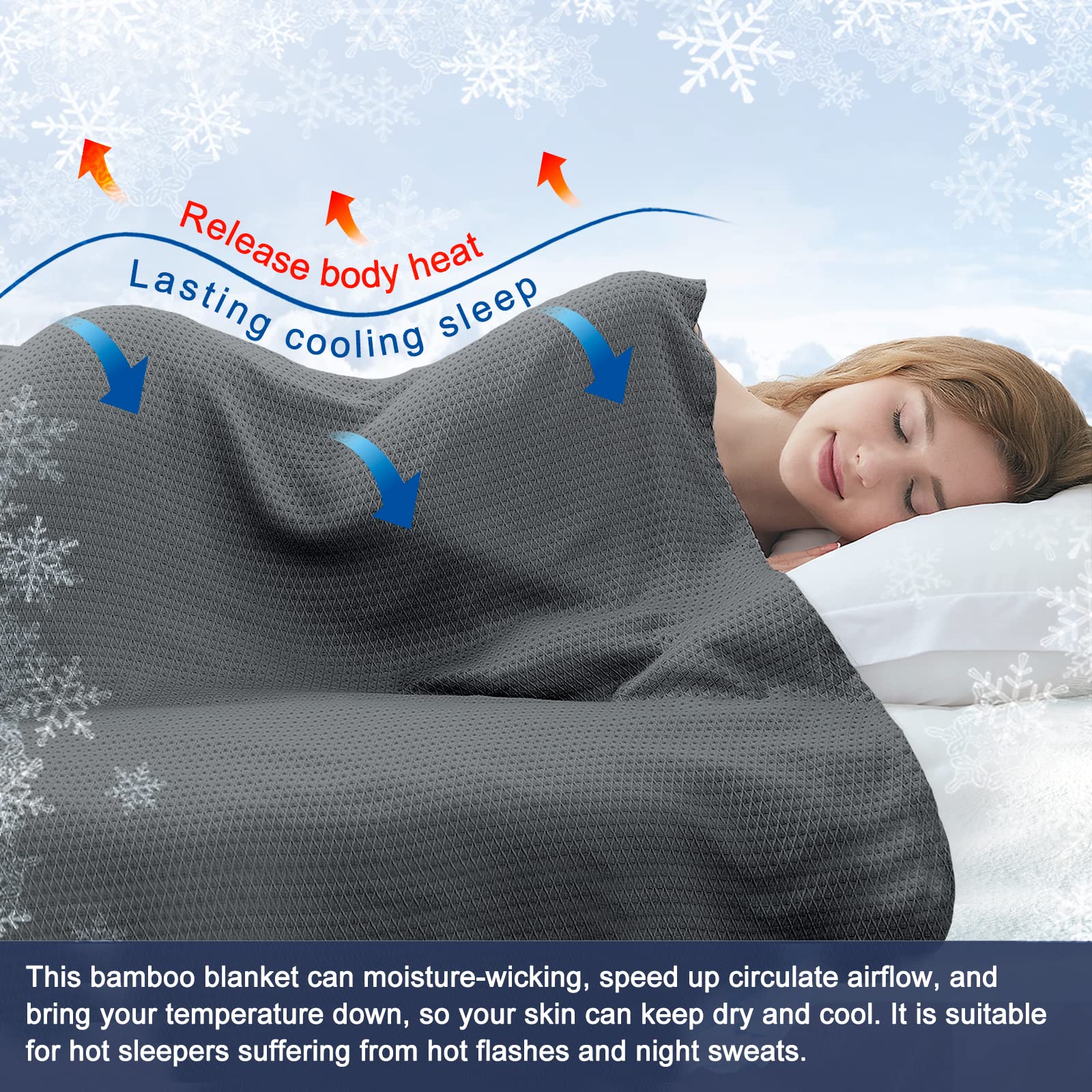 Dangtop rayon blanket highlights breathable fabric for a cooler sleep experience.