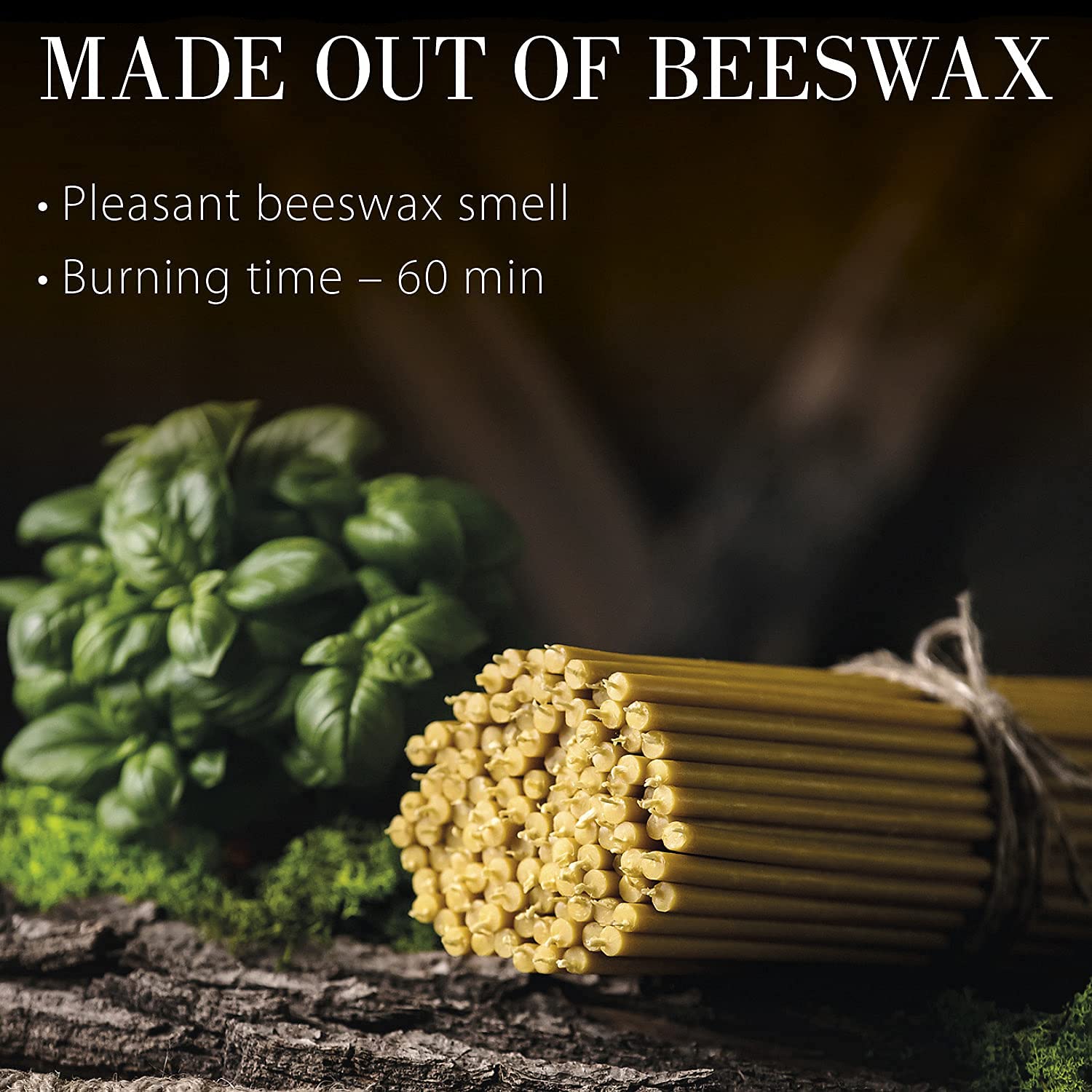 Danilovo beeswax candles on dining table setup, clean burn and cozy glow