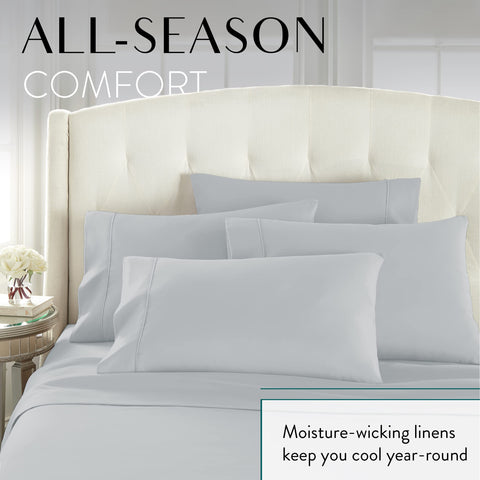 Danjor Linens breathable microfiber weave illustrating year round comfort
