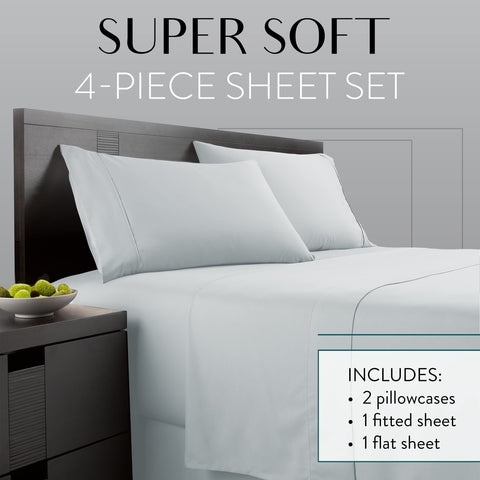 Danjor Linens ice blue queen fitted sheet with deep pockets for secure fit