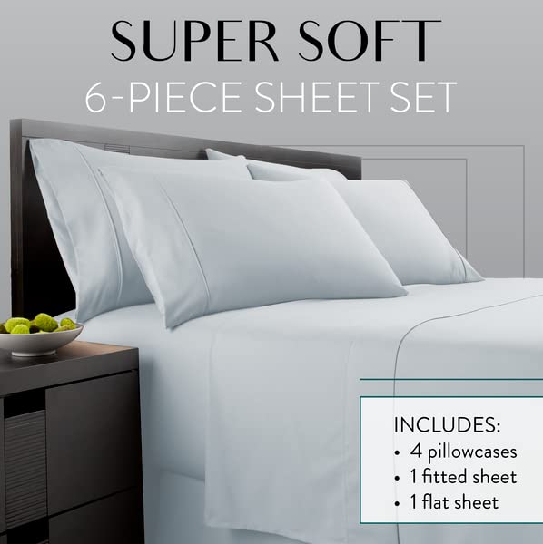 Danjor Linens king ice blue fitted sheet with deep pockets for a secure fit