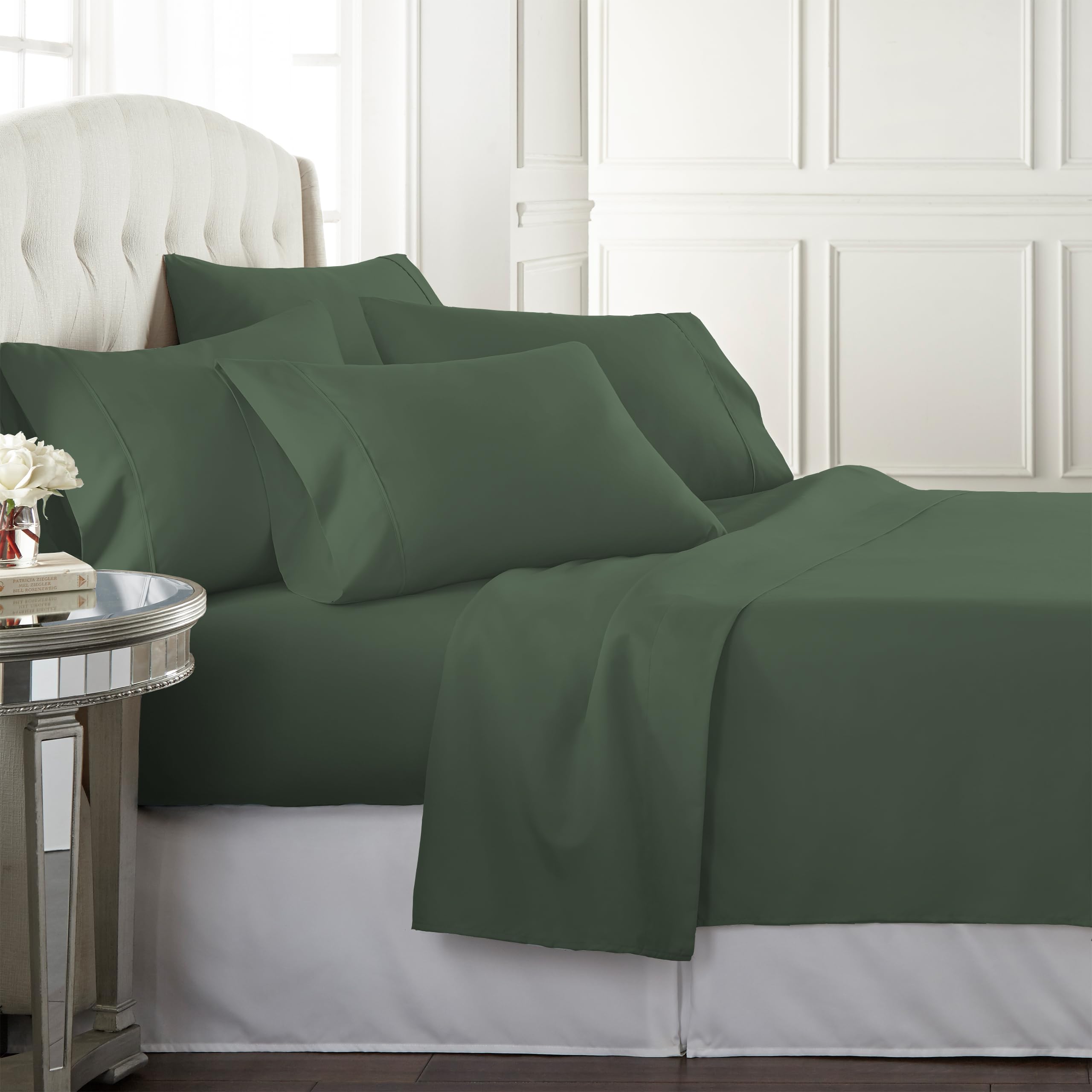 Danjor Linens king sheet set on bed shows cooling comfort for hot sleepers