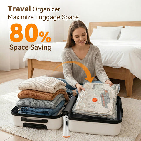 DANNARY vacuum bags demonstrate fast compression to save luggage space.
