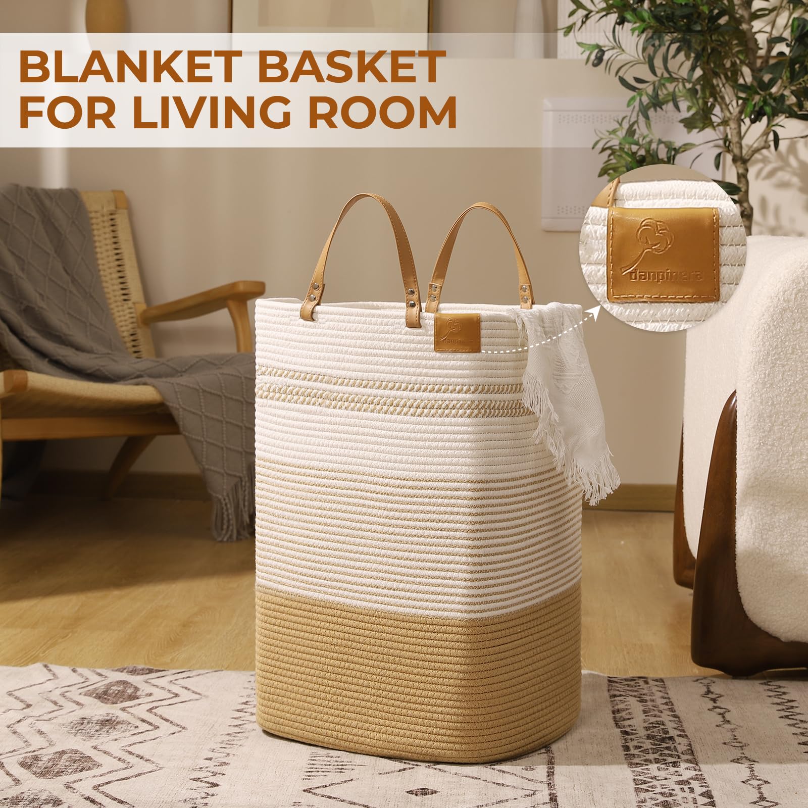 Danpinera large laundry hamper folded-flat for compact storage.