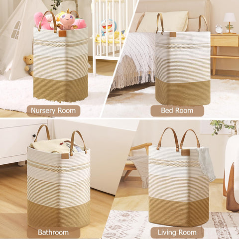 Danpinera laundry hamper ideal for storing towels and blankets.