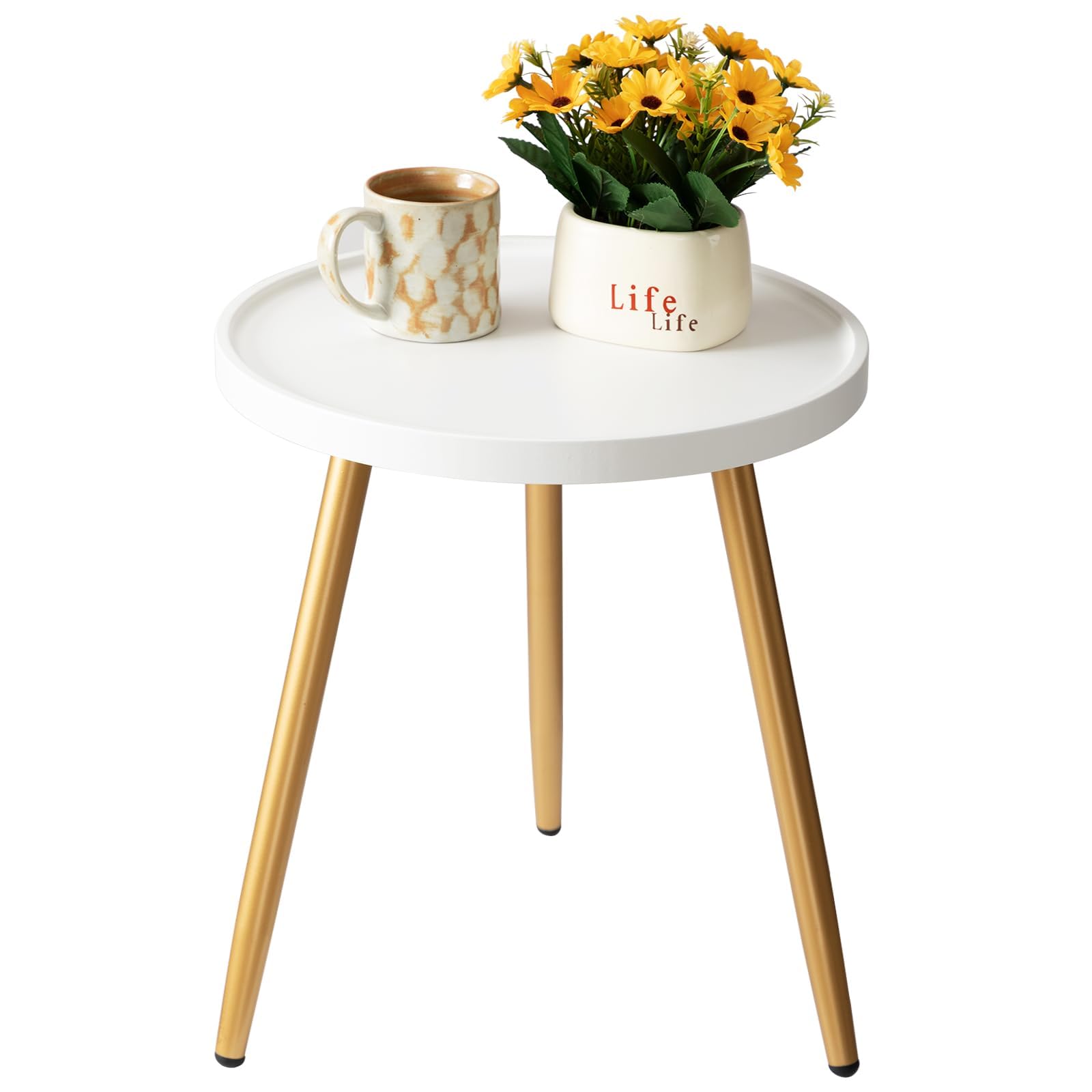danpinera small round side table with wooden tray and gold legs for compact spaces