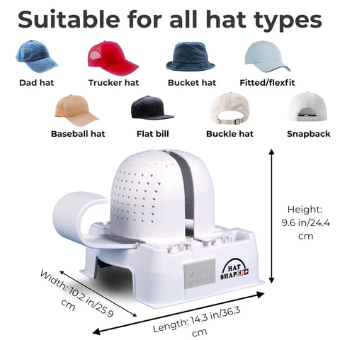 DANYCO Hat Shaper demonstrates universal fit across snapbacks, curved brims, and fitted hats.