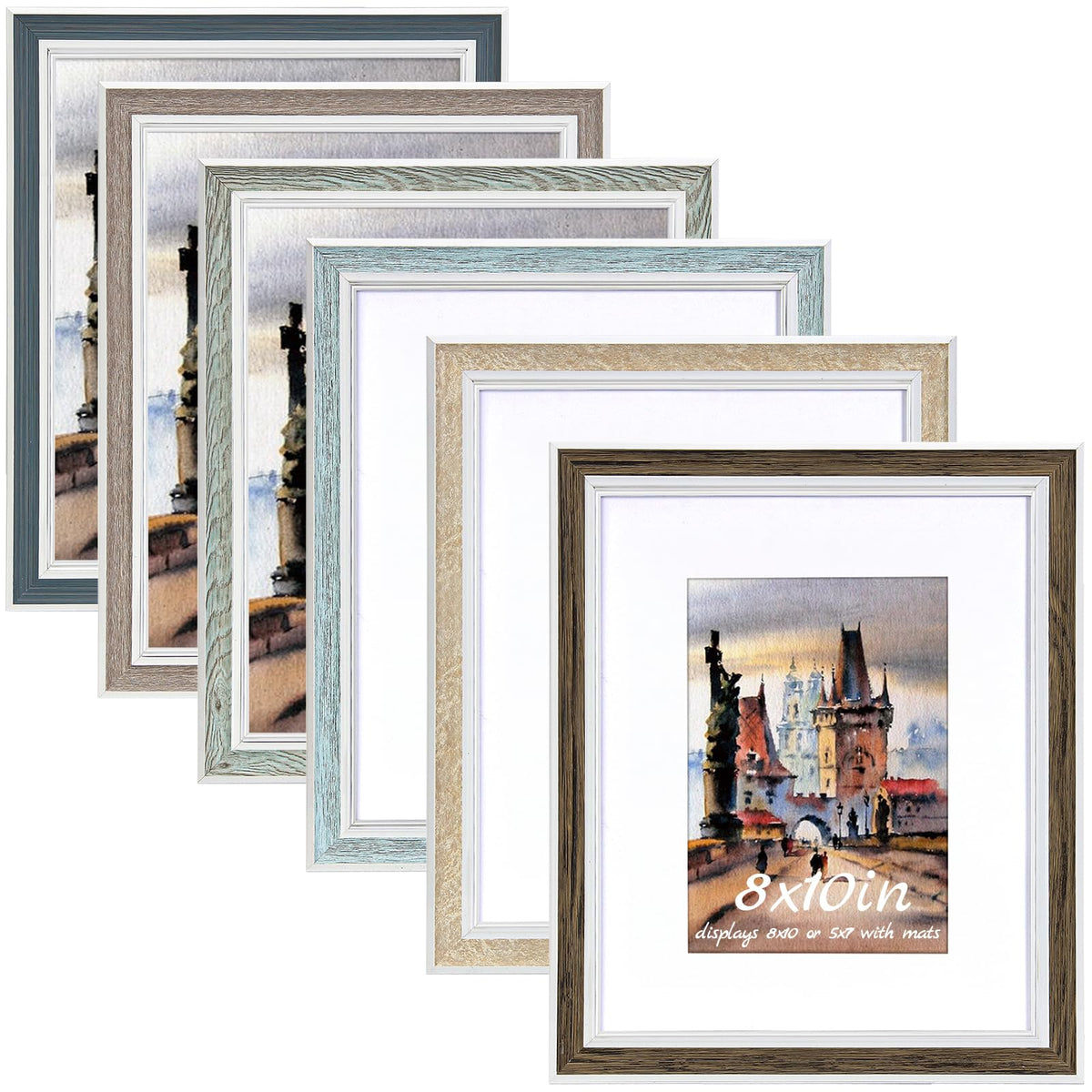 Daofary 8x10 frame set displaying 5x7 photos with mat for versatile layouts