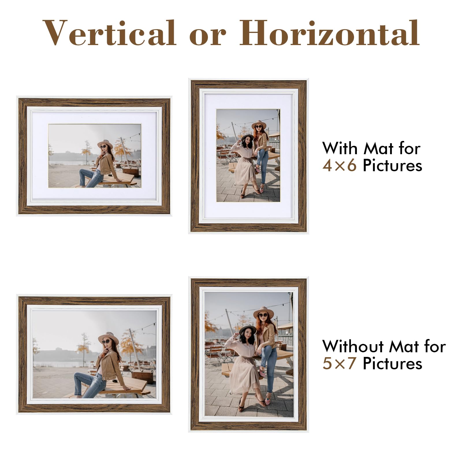 Daofary 8x10 frames shown hanging and standing for mixed display options