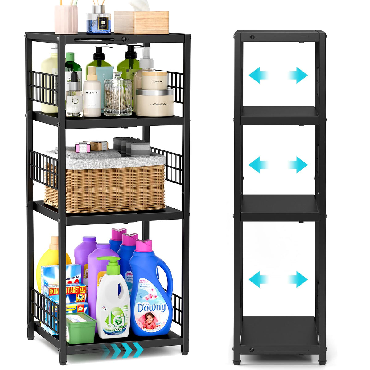 DAOUTIME 4-tier narrow shelf extended for flexible space