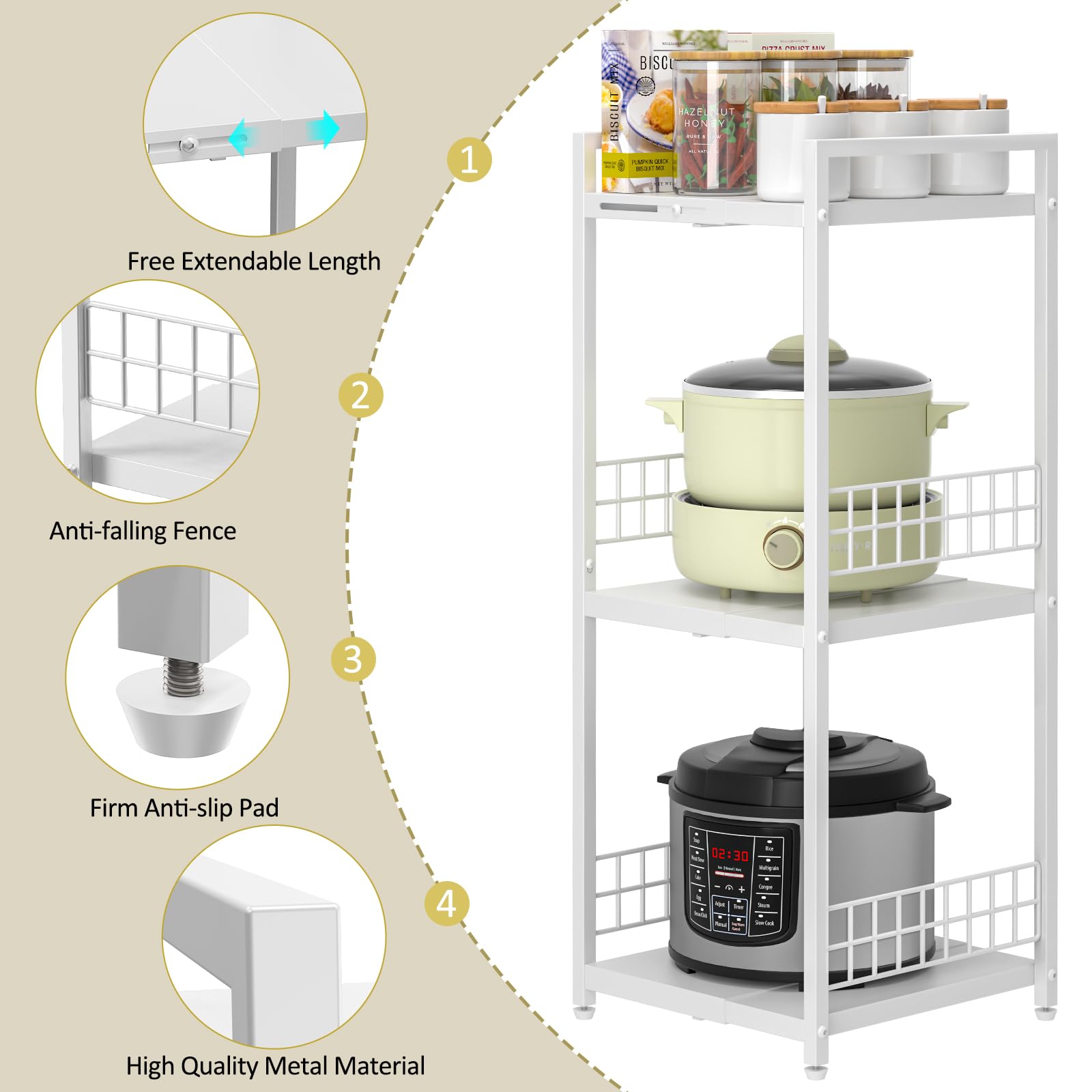 DAOUTIME anti-slip pads protect floors while stabilizing the unit during daily use.