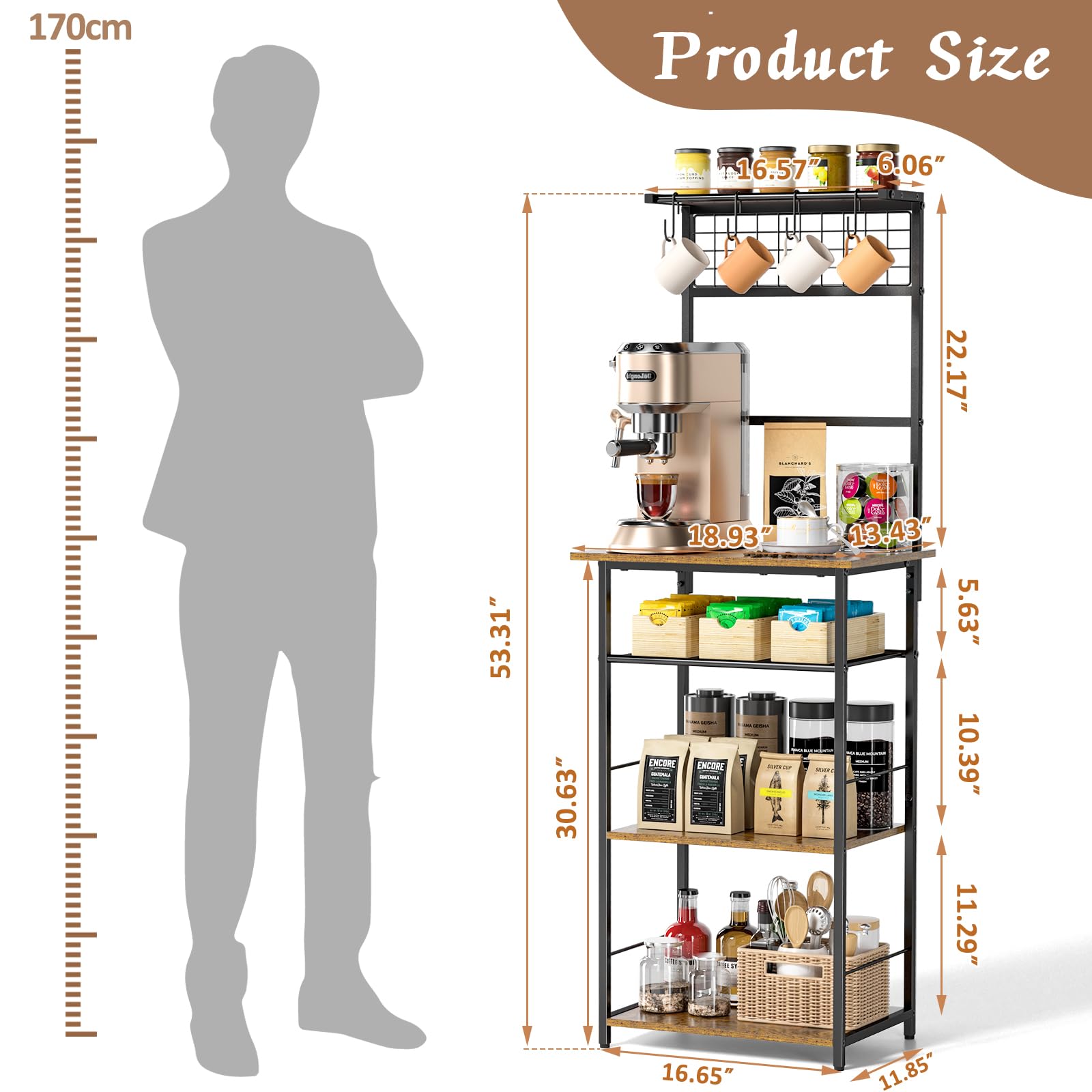 DAOUTIME bakers rack storage for kitchen essentials
