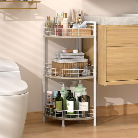 DAOUTIME 3-tier bathroom floor shelf beside sink for organized storage.