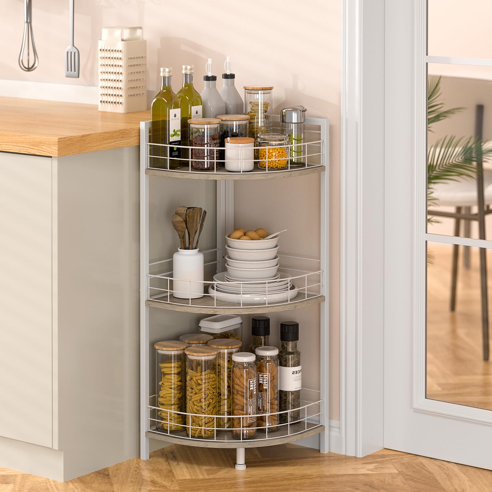 DAOUTIME corner storage shelf designed for cosmetics and toiletries.