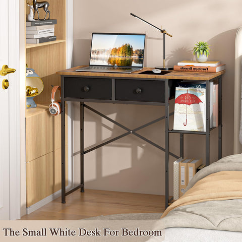 DAOUTIME desk in dorm room setup saves space efficiently.
