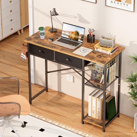 DAOUTIME desk with reversible mesh shelf adapts to your room.