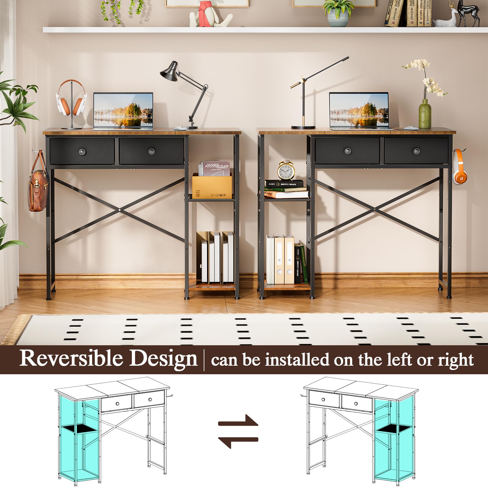 DAOUTIME desk back shows X-shaped cross-bar for extra stability.
