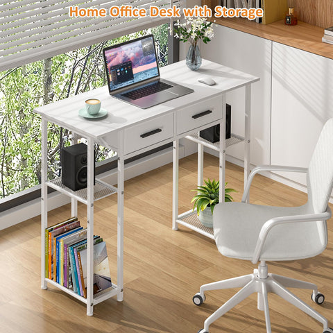 DAOUTIME fabric drawers help hide small items for a tidy workstation.