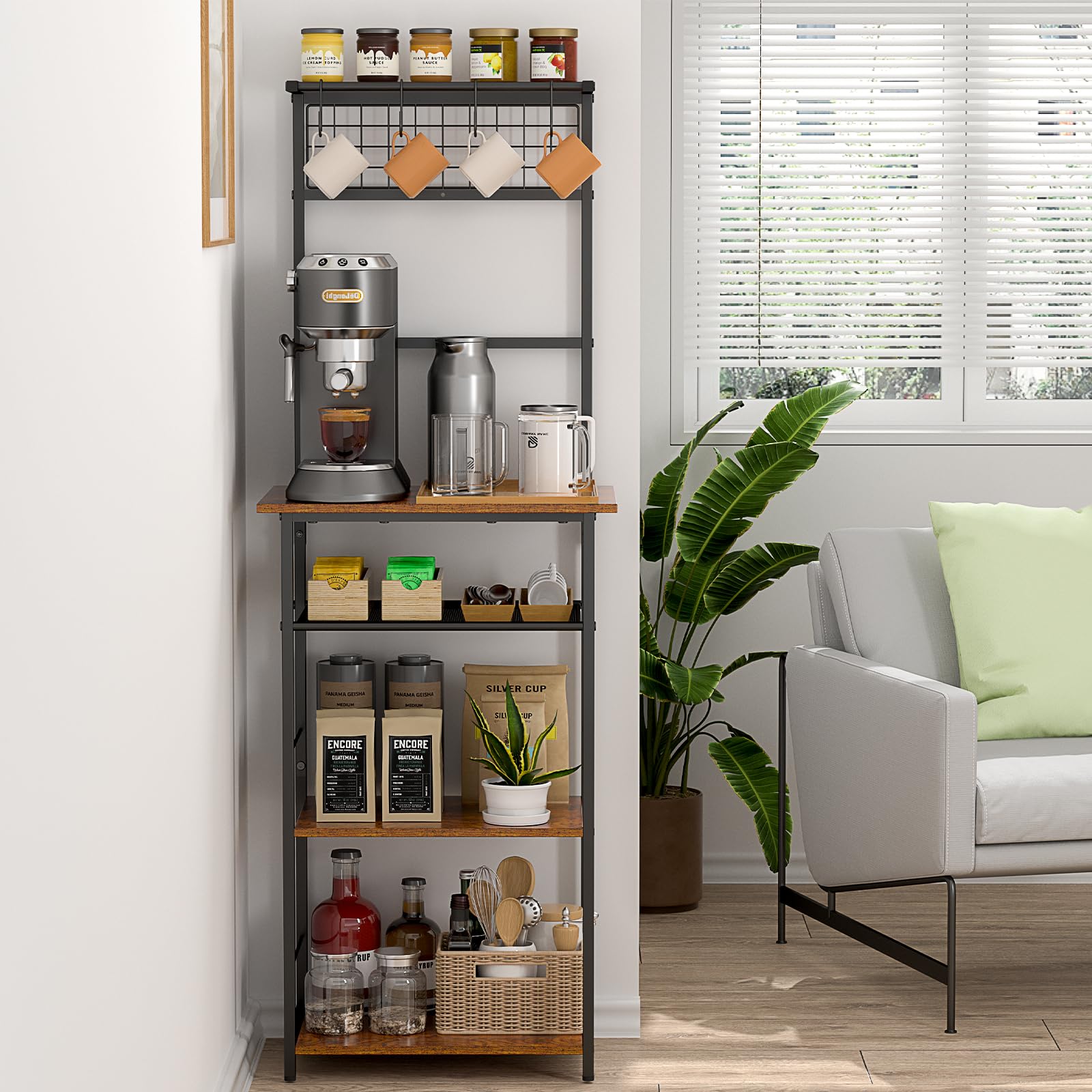 DAOUTIME five-tier coffee bar station displaying organized shelves