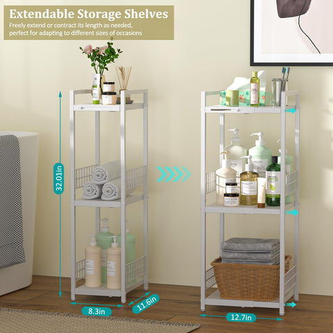 DAOUTIME free-standing narrow shelf helps maximize vertical storage without floor clutter.