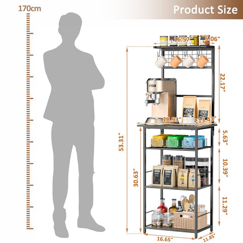 DAOUTIME kitchen bakers rack blends rustic charm with practical storage.