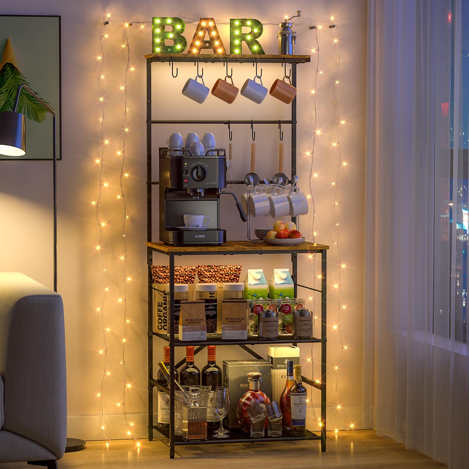 DAOUTIME large coffee corner storage keeps essentials within reach.